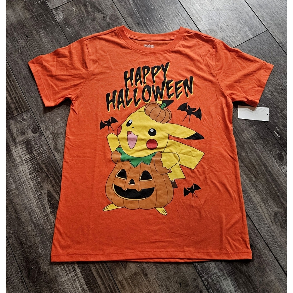 NWT* POKEMON Pikachu Halloween Pumpkin Costume Tee Kids Size XL